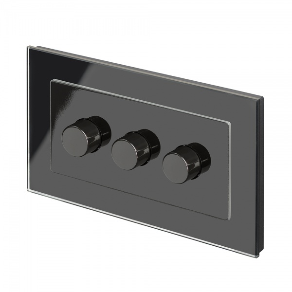 Crystal PG Rotary Intelligent LED Dimmer Switch 3G/2Way Black